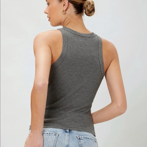 Grey Ribbed Tank Top Sz S New - Picture 2 of 15